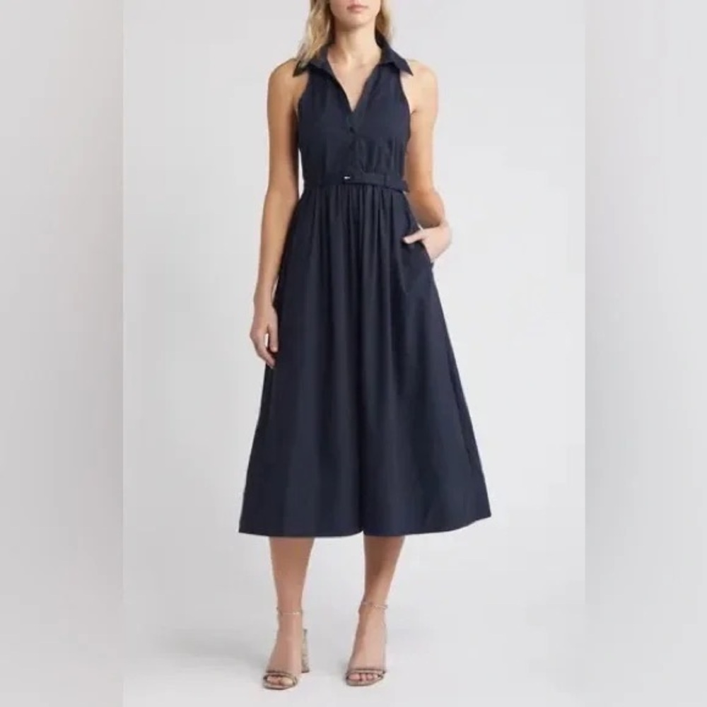 Likely Garvey Belted Sleeveless Shirtdress B2663